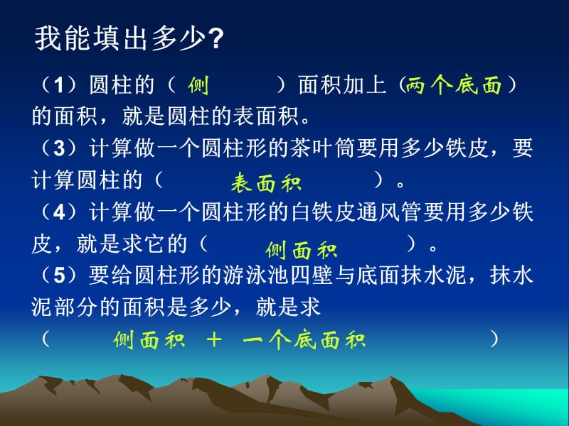 人教版小学数学课件《圆柱表面积》练习.ppt_第2页