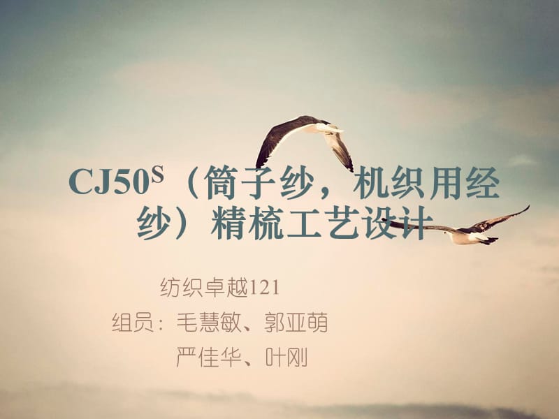 CJ50S筒子纱机织用途纱精梳工艺设计.ppt_第1页