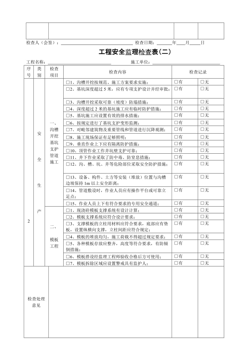 工程安全监理检查表.doc_第2页