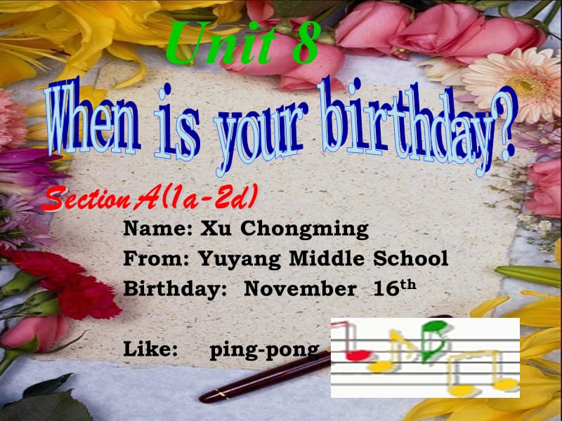 新目标初中英语七年级上册课件《Unit 8 When is your birthday 》 .ppt_第1页