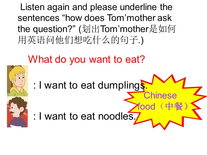 鲁科版小学(五四制)四年级下英语4 Unit 3 Restaurant, Lesson 1 I want to eat noodles课件.ppt_第3页