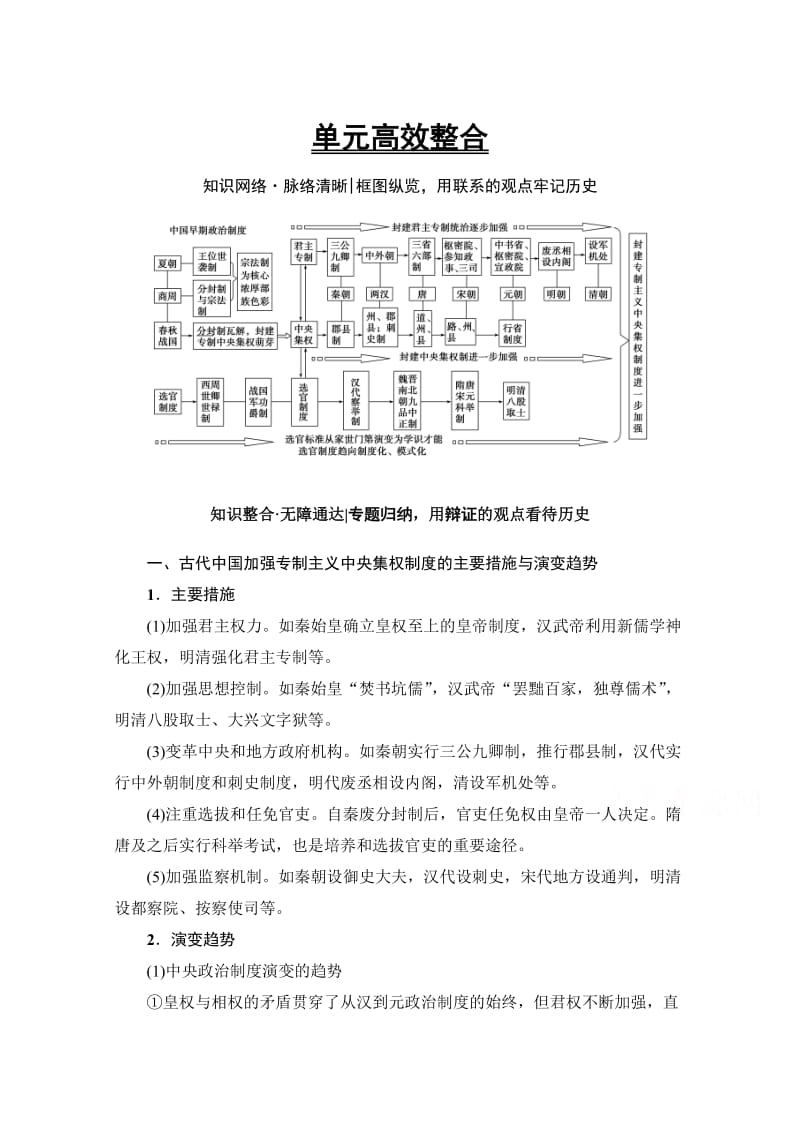 高考历史（人教版）总复习检测 第1单元 单元高效整合 含答案.doc_第1页