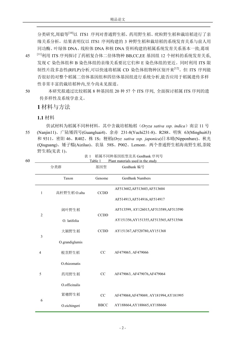 稻属核糖体内转录间隔区的遗传多样性分.doc_第2页