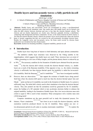 Double layers and ion-acoustic waves-- a fully particle-in-cell simulation【推荐论文】 .doc