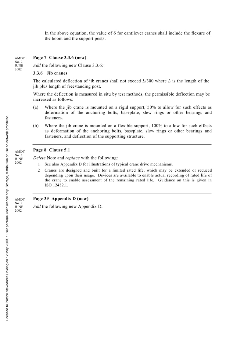 【AS澳大利亚标准】AS 1418.3-1997 Amdt 2-2002 Cranes (including hoists and winches) Part 3 Bridge, gantry and portal cranes (including container cranes).doc_第2页