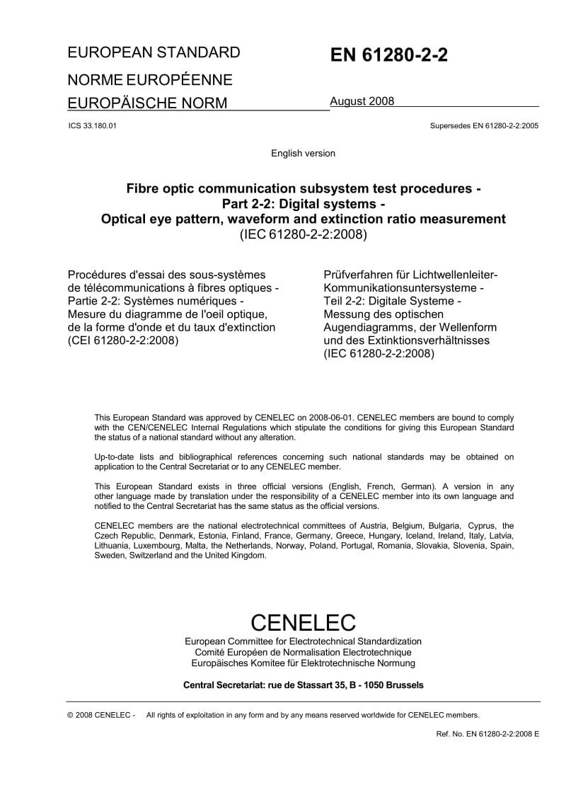 【BS英国标准】BS EN 61280-2-2-2008 Fibre optic communication subsystem test procedures — Part 2-2 Digital systems — Optical eye pattern, waveform and extinction ratio measurement.doc_第3页