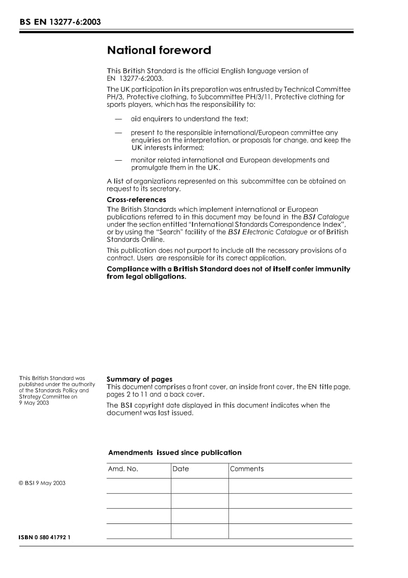 【BS英国标准】BS EN 13277-6-2003 Protective equipment for martial arts — Part 6 Additional requirements and test methods for breast protectors for females.doc_第2页