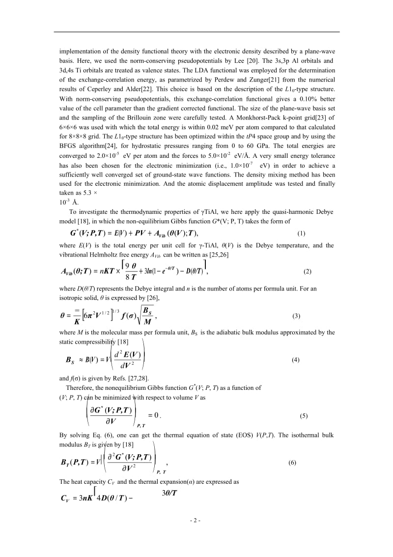 Structural and elastic properties of γTiAl under high pressure in the atomic level investigations.doc_第2页