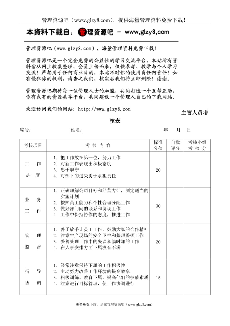 主管人员考核表.doc_第1页