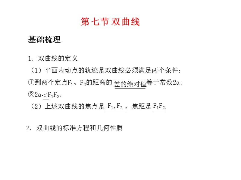 高考数学总复习精品课件（苏教版）：第九单元第七节 双曲线.ppt_第1页