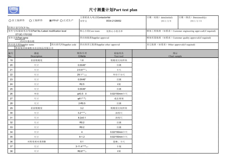 6.2 5T12C齿毂尺寸测量计划.xls_第2页