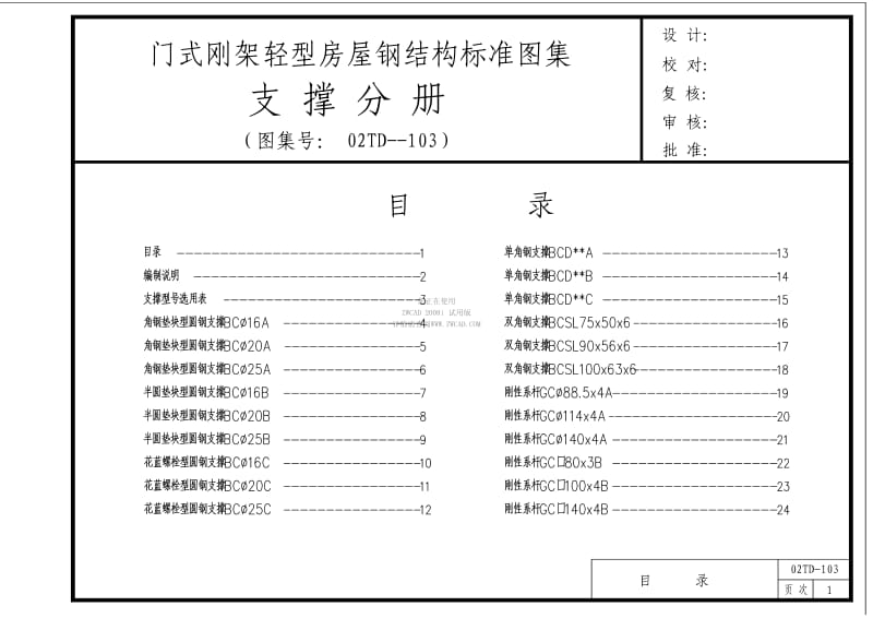 02TD-101门式刚架图集-支撑分册〔含CAD图纸〕.pdf_第1页