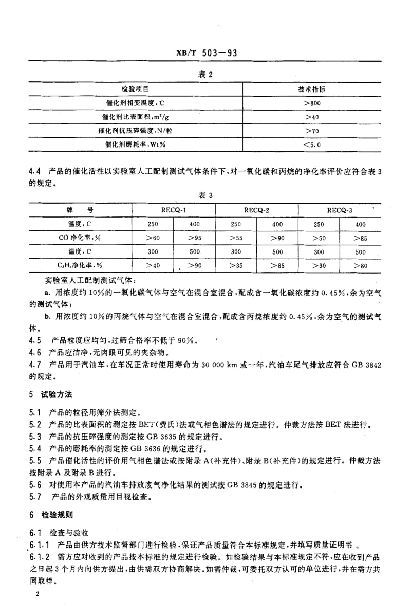 22225汽油车排气净化球型稀土催化剂标准XB T 503-1993.pdf_第3页