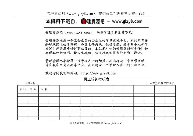 员工培训考核表2.doc_第1页