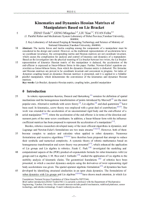 Kinematics and Dynamics Hessian Matrixes of【推荐论文】 .doc