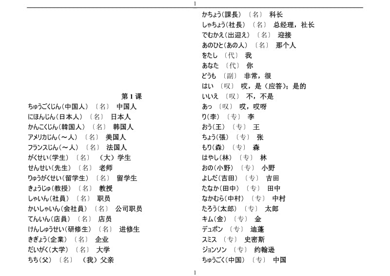 [新版中日交流标准日本语.单词].初级上册.doc_第1页