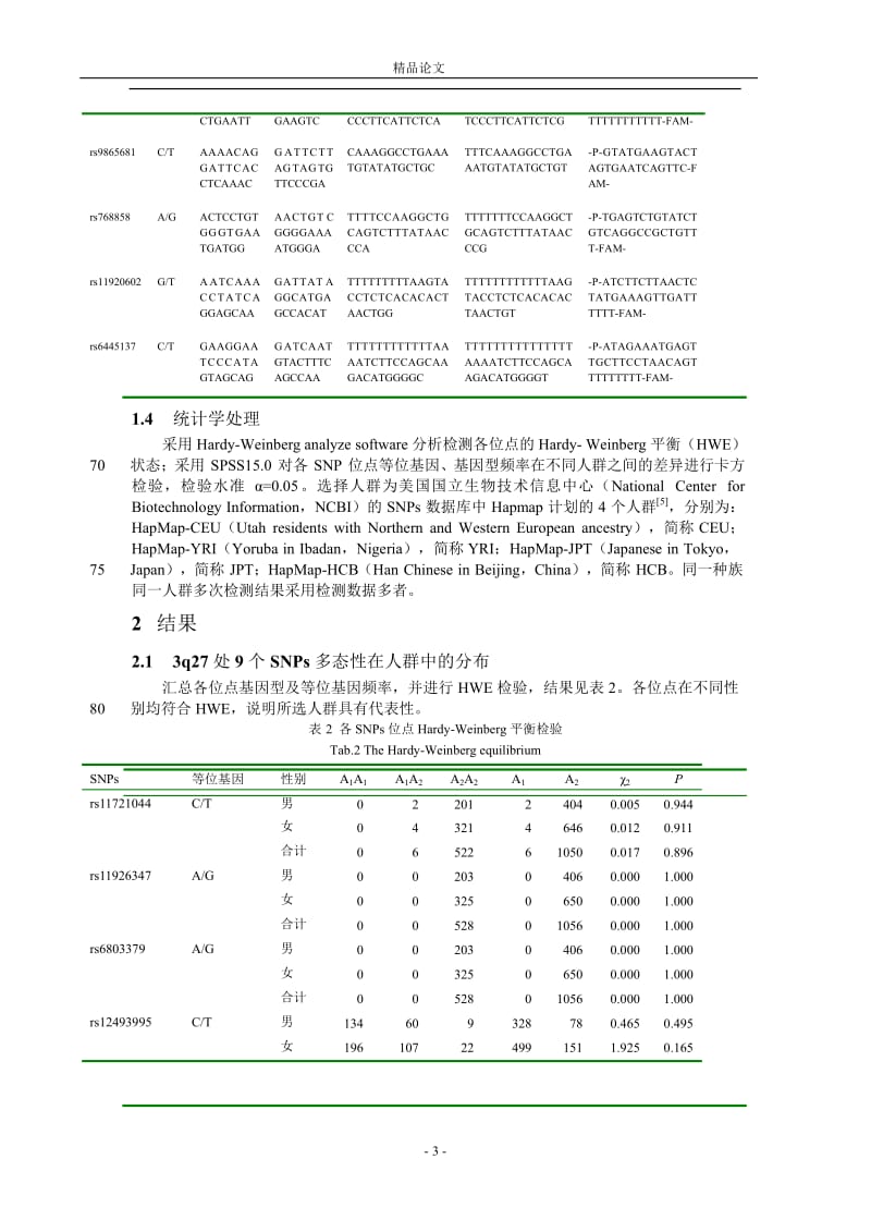 3q27 片段 9 个单核苷酸多态性位点的人群.doc_第3页