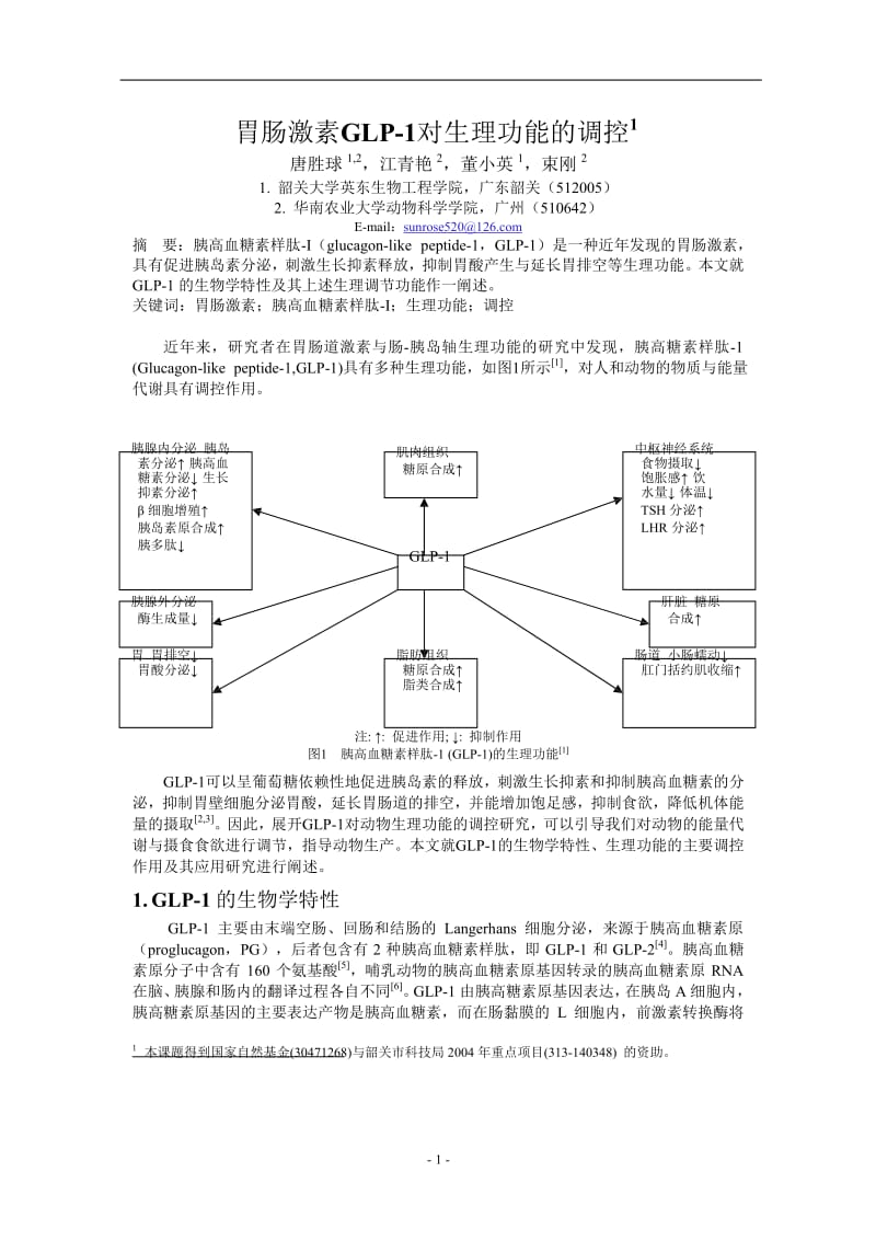 胃肠激素GLP-1对生理功能的调控1.doc_第1页