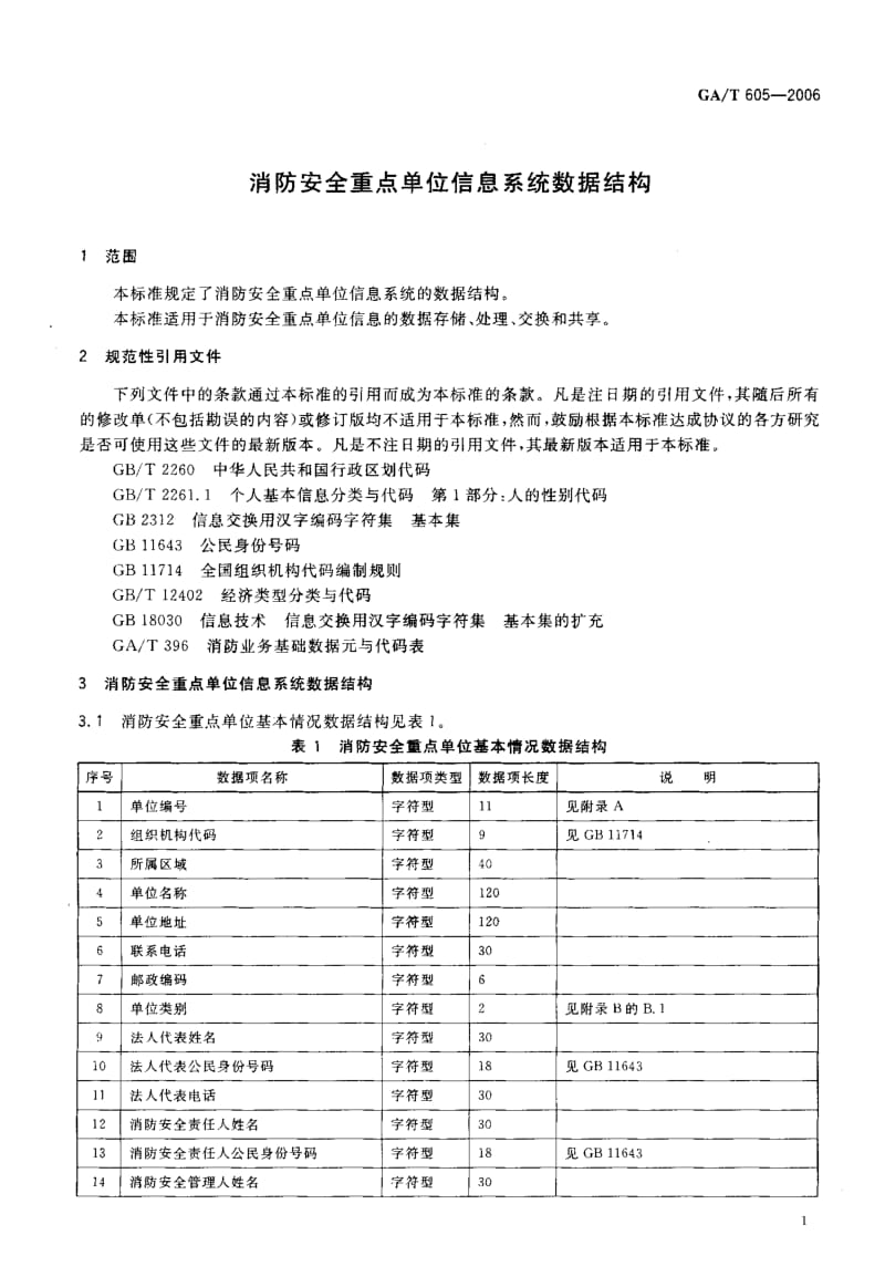 【GA公共安全】GA-T 605-2006 消防安全重点单位信息系统数据结构.doc_第3页