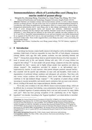 Immunomodulatory effects of Lactobacillus casei Zhang in a murine model of peanut allergy【推荐论文】 .doc