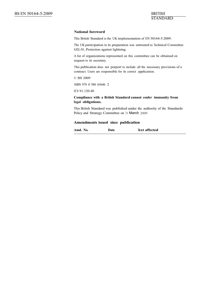 （BS英国标准）BS EN 50164-5-2009 Lightning Protection Components (LPC) — Part 5 Requirements for earth electrode inspection housings and earth electrode seals.doc_第2页