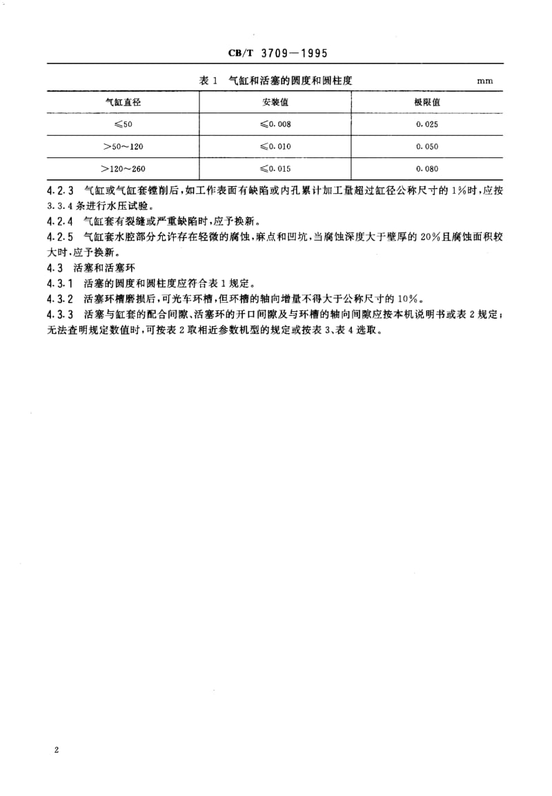 60190船用活塞式空气压缩机修理技术要求 标准 CB T 3709-1995.pdf_第3页