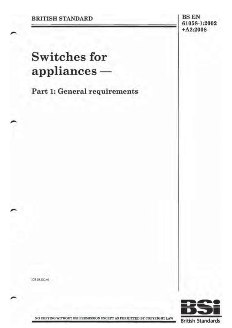 BS EN 61058-1-2002(+A2-2008) Switches for appliances. General requirements.pdf_第1页