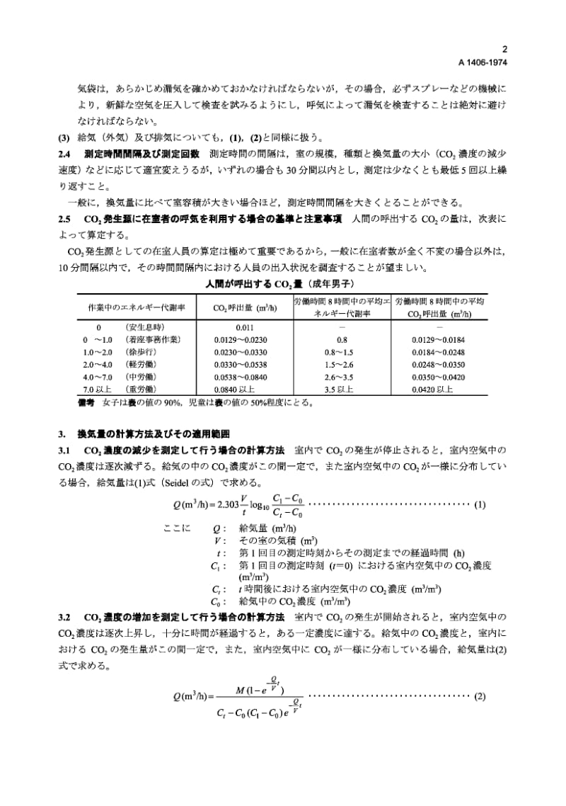 JIS A1406-1974 室内通风量的测定方法(二氧化碳法).pdf.pdf_第2页