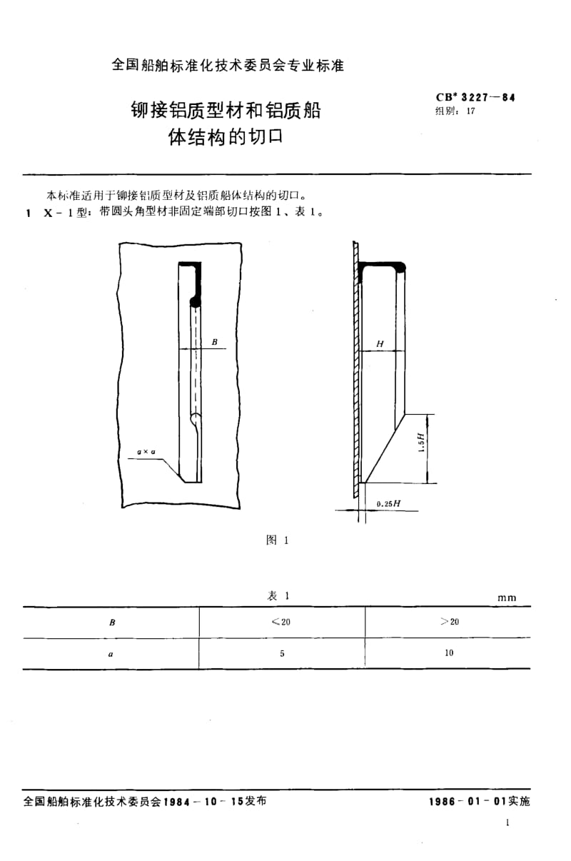 64464铆接铝质型材和铝质船体结构的切口 标准 CB 3227-1984.pdf_第2页