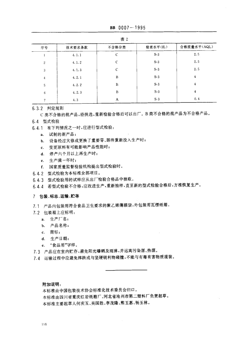 BB包装标准-BB 0007-1995 包装容器 发泡聚苯乙烯饭盒.pdf_第3页