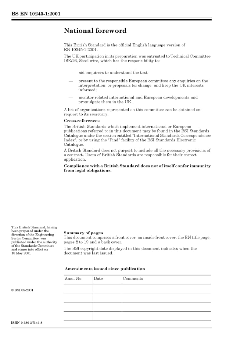 BS EN 10245-1-2001 钢线和线产品.钢线上的有机涂层.一般规则.pdf_第2页