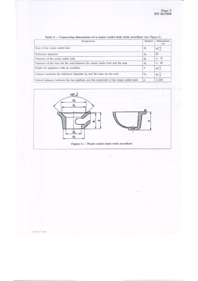 BS EN 32-1999 Wall-hung wash basins. Connecting dimensions.pdf_第3页