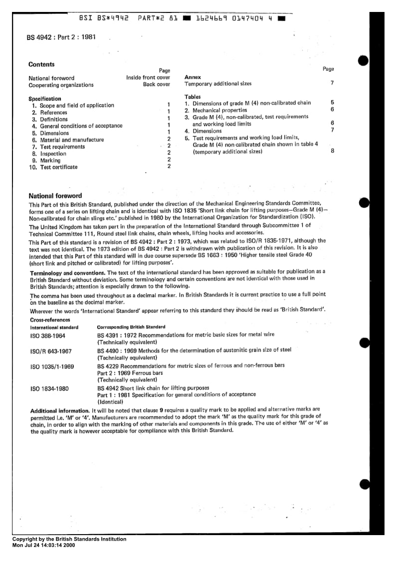 BS 4942-2-1981 Short link chain for lifting purposes. Specification for grade M (4) non-calibrated chain.pdf_第2页