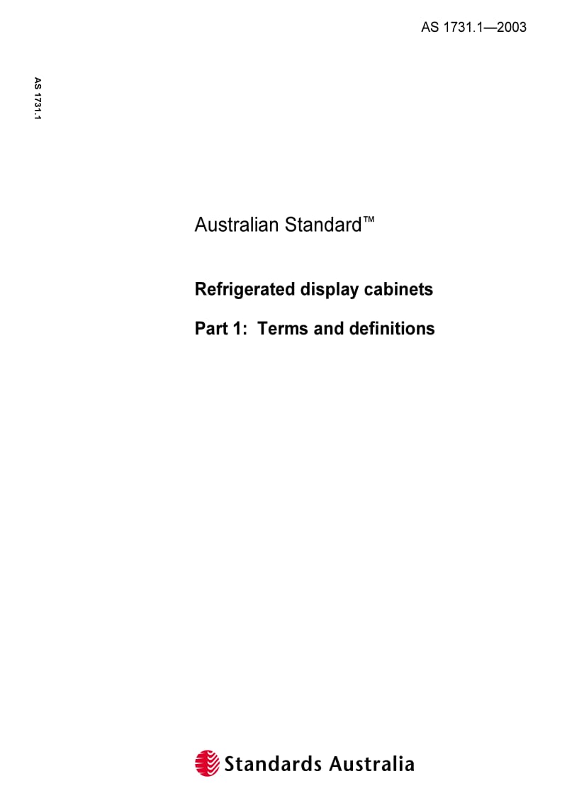 AS 1731.1-2003 Refrigerated display cabinets Part 1 Terms and definitions.pdf_第1页