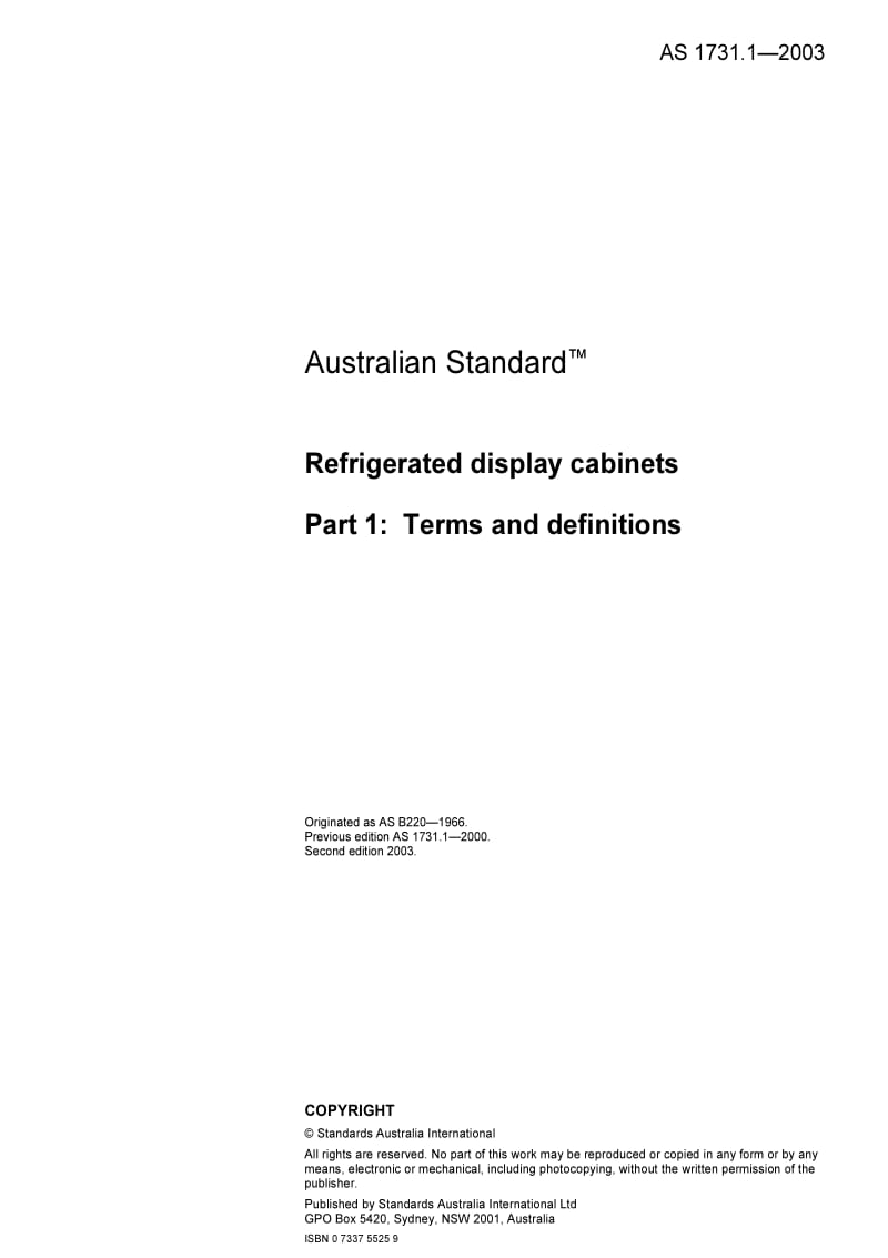 AS 1731.1-2003 Refrigerated display cabinets Part 1 Terms and definitions.pdf_第3页