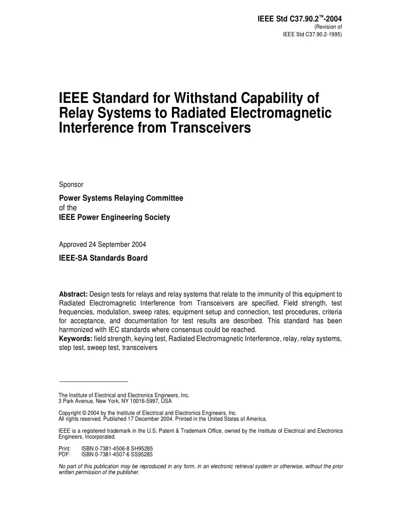 IEEE Std C37.90.2-2004 IEEE Standard for Withstand Capability of Relay Systems to Radiated Electromagnetic Interference from Transceivers.pdf_第2页