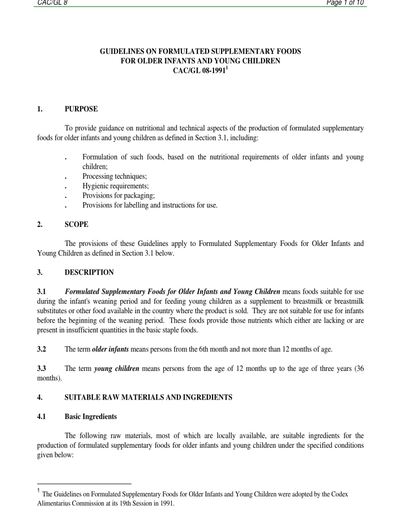 CACGL 08-1991 Guidelines for Formulated Supplementary Foods for Older Infants and Young Children.pdf_第1页