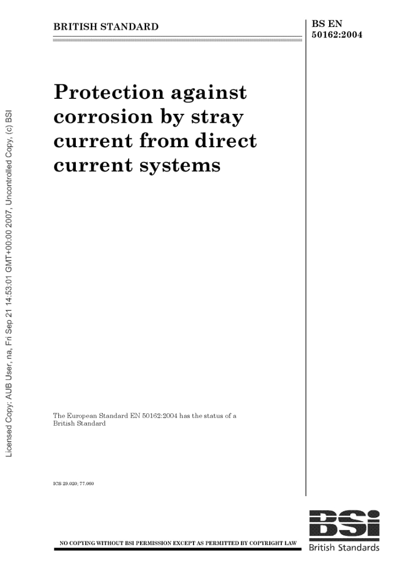 BS EN 50162-2004 直流系统中杂散电流引起腐蚀的防护.pdf_第1页