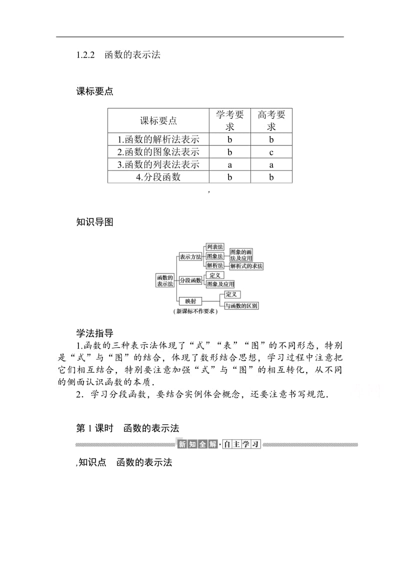 2019-2020学年高中数学人教A版必修一学案：1.2.2.1 函数的表示法 Word版含解析.pdf_第1页