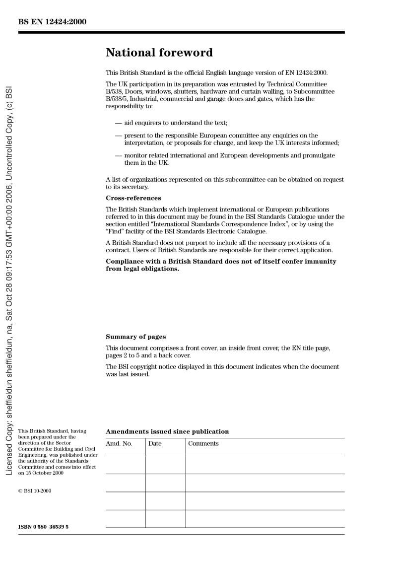 BS EN 12424-2000 Industrial, commercial and garage doors and gates. Resistance to wind load. Classification.pdf_第2页