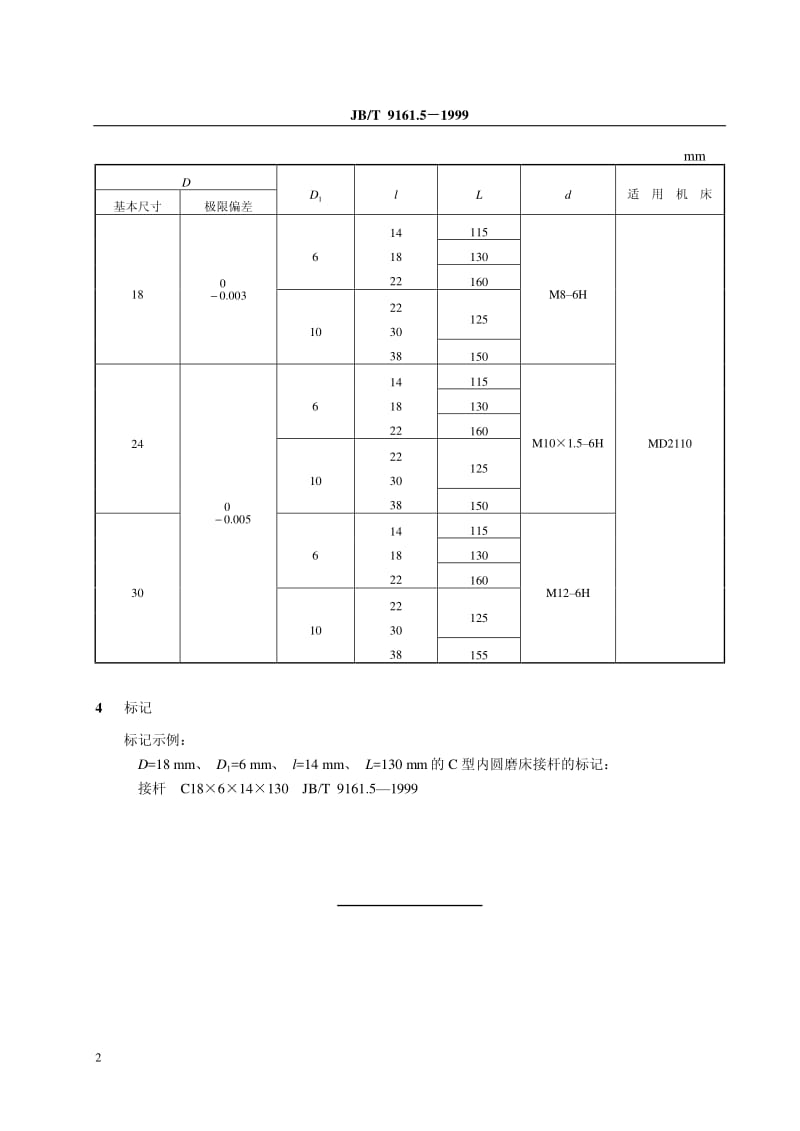 JB-T 9161.5-1999 内圆磨床接杆 C 型 尺寸.pdf.pdf_第3页