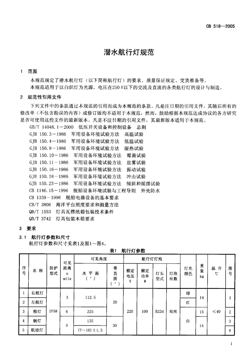 64739潜水航行灯规范 标准 CB 518-2005.pdf_第3页