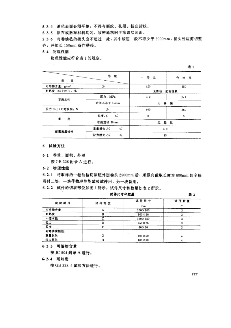 JC建筑材料标准-JCT 84-1996 石油沥青玻璃布胎油毡.pdf_第3页