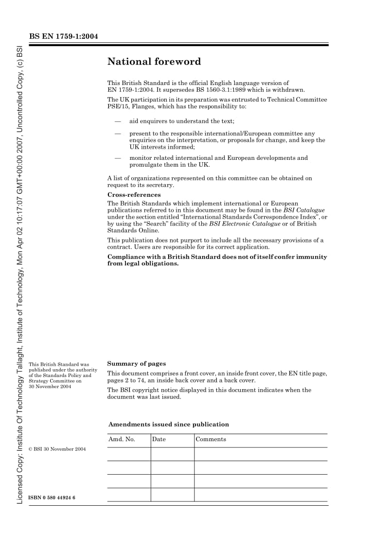 BS EN 1759-1-2004 法兰及其连接件.等级标示的管、阀门、配件和附....pdf_第2页