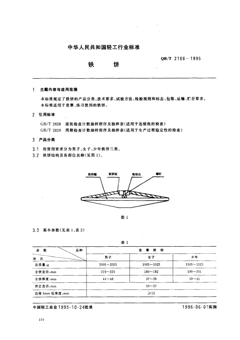 75374 铁饼 标准 QB T 2166-1995.pdf_第1页