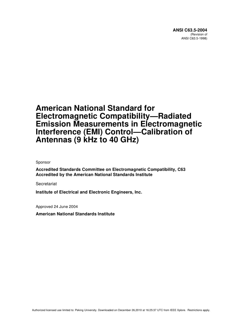 ANSI C63.5-2004 American National Standard for Electromagnetic Compatibility-Radiated Emission Measurements in Electromagnetic Interference (EMI) Control-Calibration of Antennas (9 kHz to 40 GHz).pdf_第2页