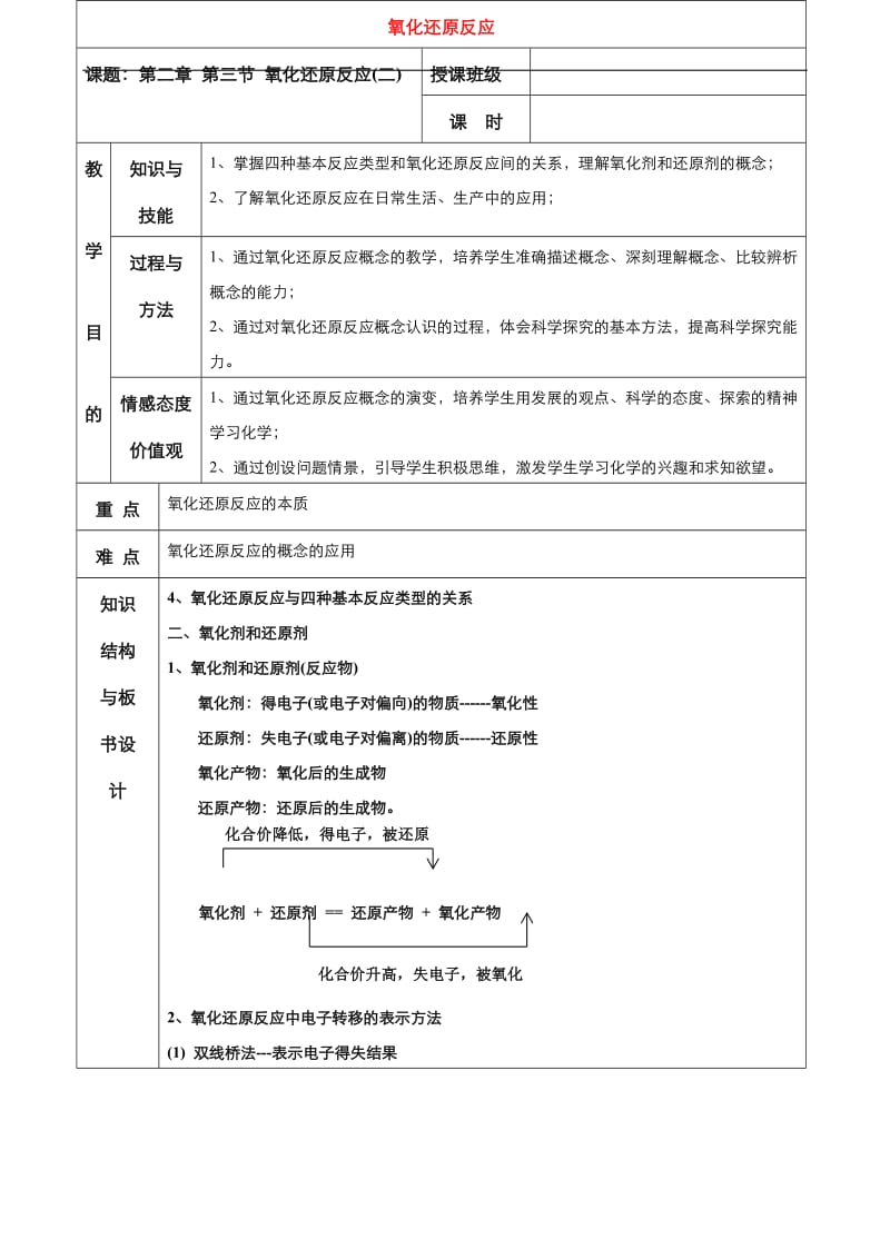 高中化学人教版必修1教案： 第二章 第3节 氧化剂和还原剂 Word版.pdf_第1页