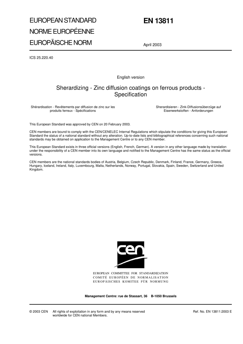 BS EN 13811-2003 Sherardizing. Zinc diffusion coatings on ferrous products. Specification.pdf_第3页