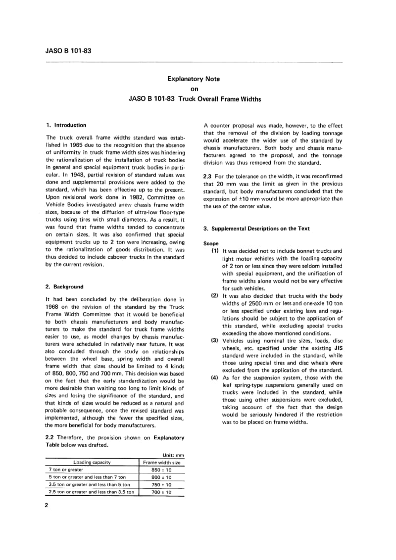 JASO B101-1983 英文版 货车车架宽度.pdf_第2页