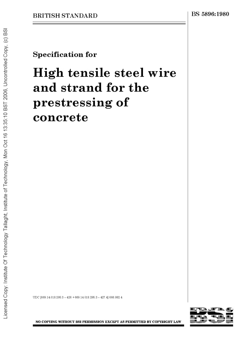 BS 5896-1980 预应力混凝土用高抗拉钢丝绞合线规范.pdf_第1页